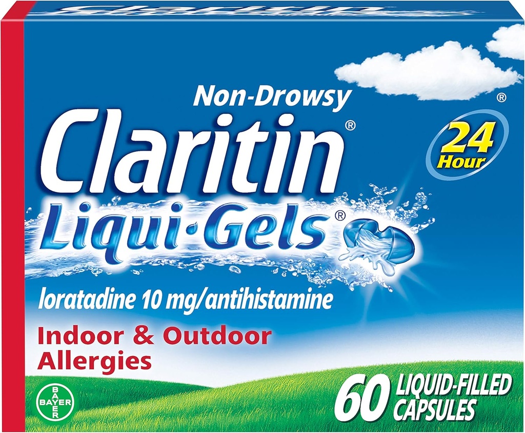 Claritin Liqui-Gels 24 Hour Allergy Relief, Non-Drowsy Allergy Medicine, Loratadine Antihistamine Capsules, 60 Count 2