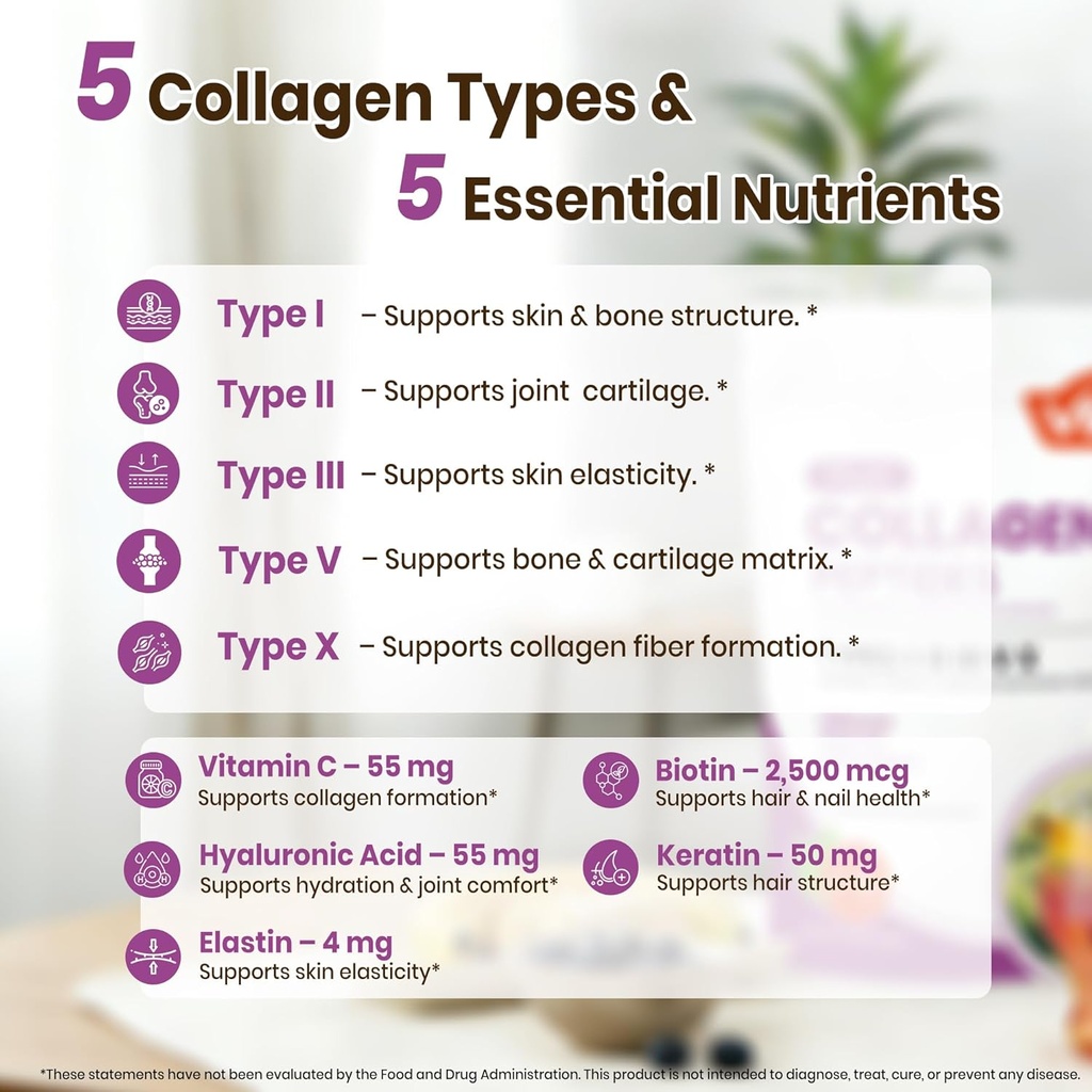 VEV Multi Collagen Peptides Powder, 16 oz (41 Servings) – Type I, II, III, V, X, Hydrolyzed Collagen, Hyaluronic Acid Power, Biotin, Vitamin C, Supports Skin, Unflavored, Dissolves Easily 5