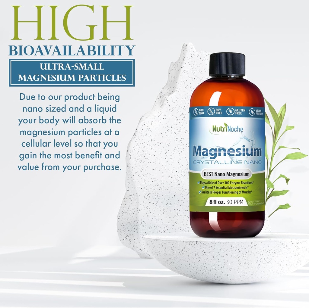 Liquid Magnesium by NutriNoche– 99.99% Ultra Pure Crystalline Nano Drops for Maximum Absorption & Bioavailability - Magnesium Glycinate Liquid Alternative - Supports Sleep Calm Energy Muscles Nerves 5
