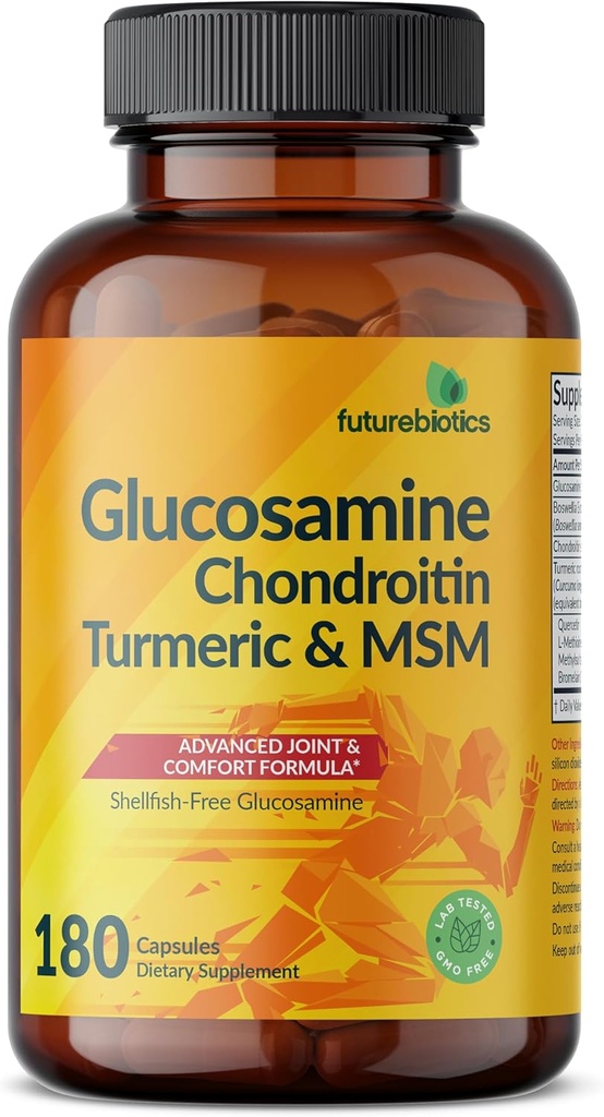 Futurebiotics Glucosamine Chondroitin Turmeric & MSM Advanced Joint Formula, Supports Healthy Joints & Mobility - Non-GMO, 180 Capsules 6