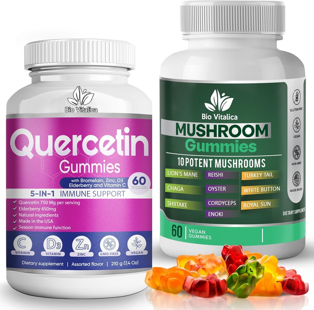 BIO VITALICA Quercetin Gummies & Mushroom Gummies (Bundle) 2