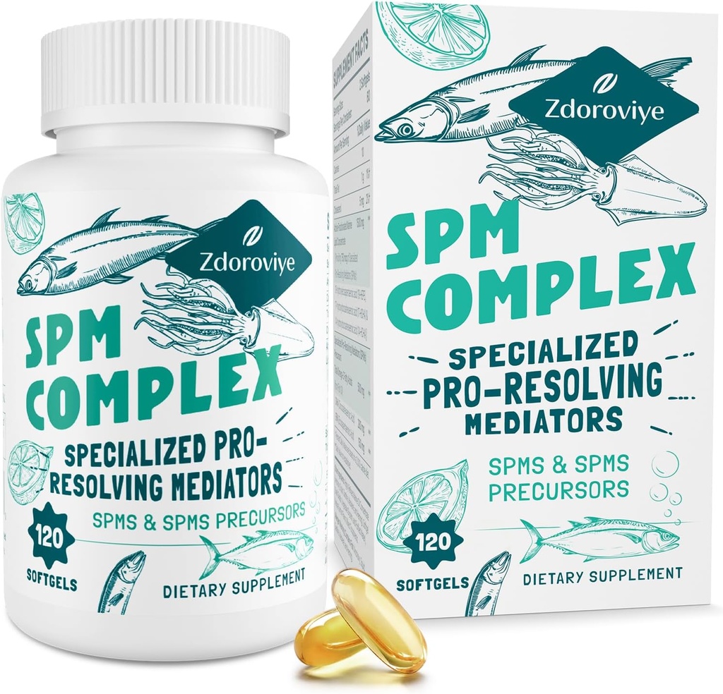 Specialized Pro-Resolving Mediators and SPMs Precursors Complex, SPM Supplement for Balanced Immune Response, Brain, Tissue & Cellular - 120 Softgels 2
