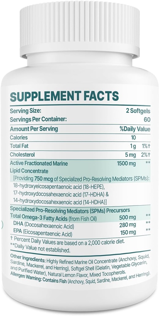 Specialized Pro-Resolving Mediators and SPMs Precursors Complex, SPM Supplement for Balanced Immune Response, Brain, Tissue & Cellular - 120 Softgels 5