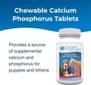 PetAg Calcium Phosphorus Tablets - 50 Tablets - Daily-Use, Chewable Supplement for Dogs & Cats 12 Weeks and Older - Fortified with Vitamin D 3
