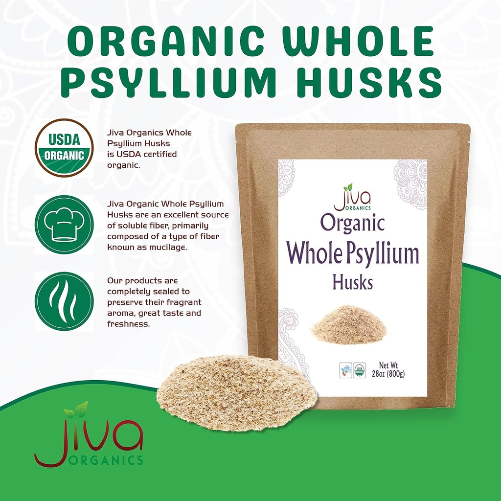 Jiva USDA Organic Whole Husk Psyllium (Isabgol) 12 Ounce 3
