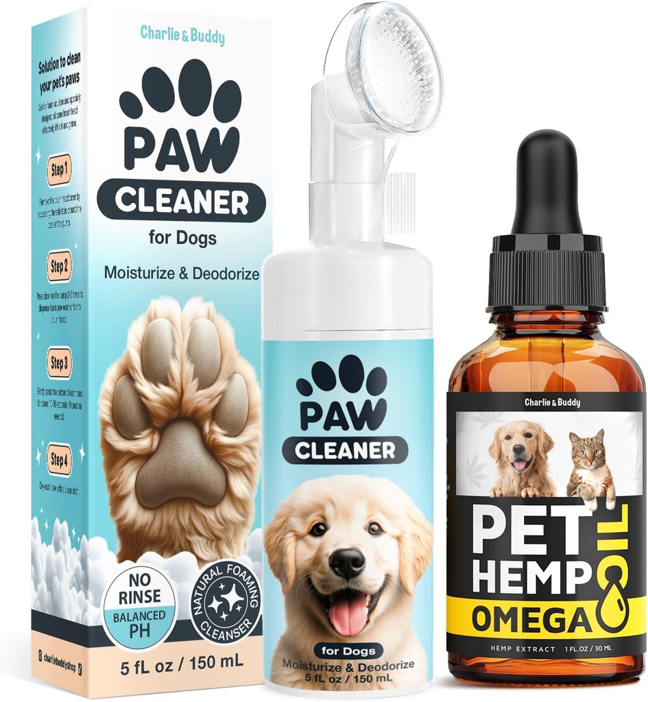 Charlie & Buddy Dog Paw Cleaner for Dogs of Small, Medium, Large Sizes, Hеmp Oil for Dogs - Omega 3,6,9 for Skin, Coat, Anxiеty Relief and Jоint Pаin 2
