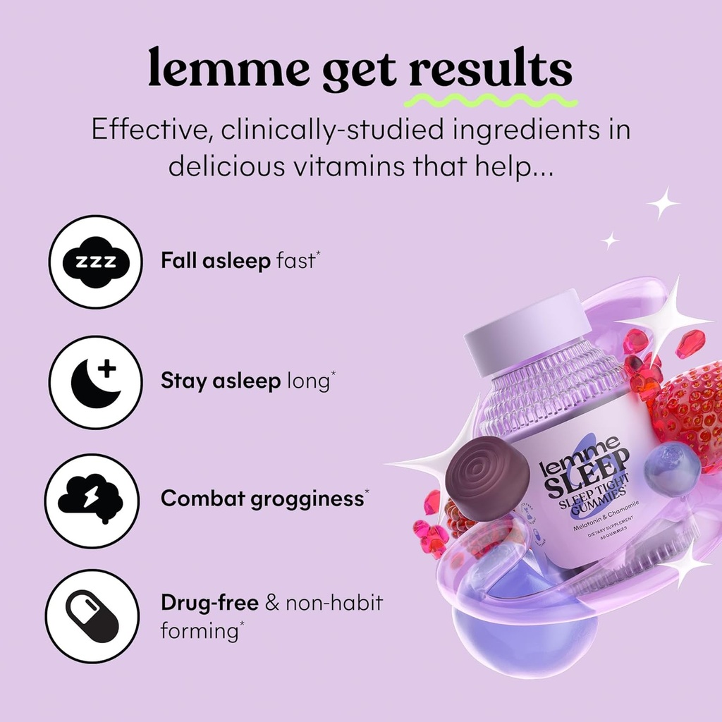 Lemme Chill & Sleep Bundle - Stress Relief Gummies with KSM-66 Ashwagandha & Deep Sleep Gummies with Melatonin and Magnesium to Fall Asleep Faster - Gluten-Free and Non-GMO (Variety Pack of 2) 4