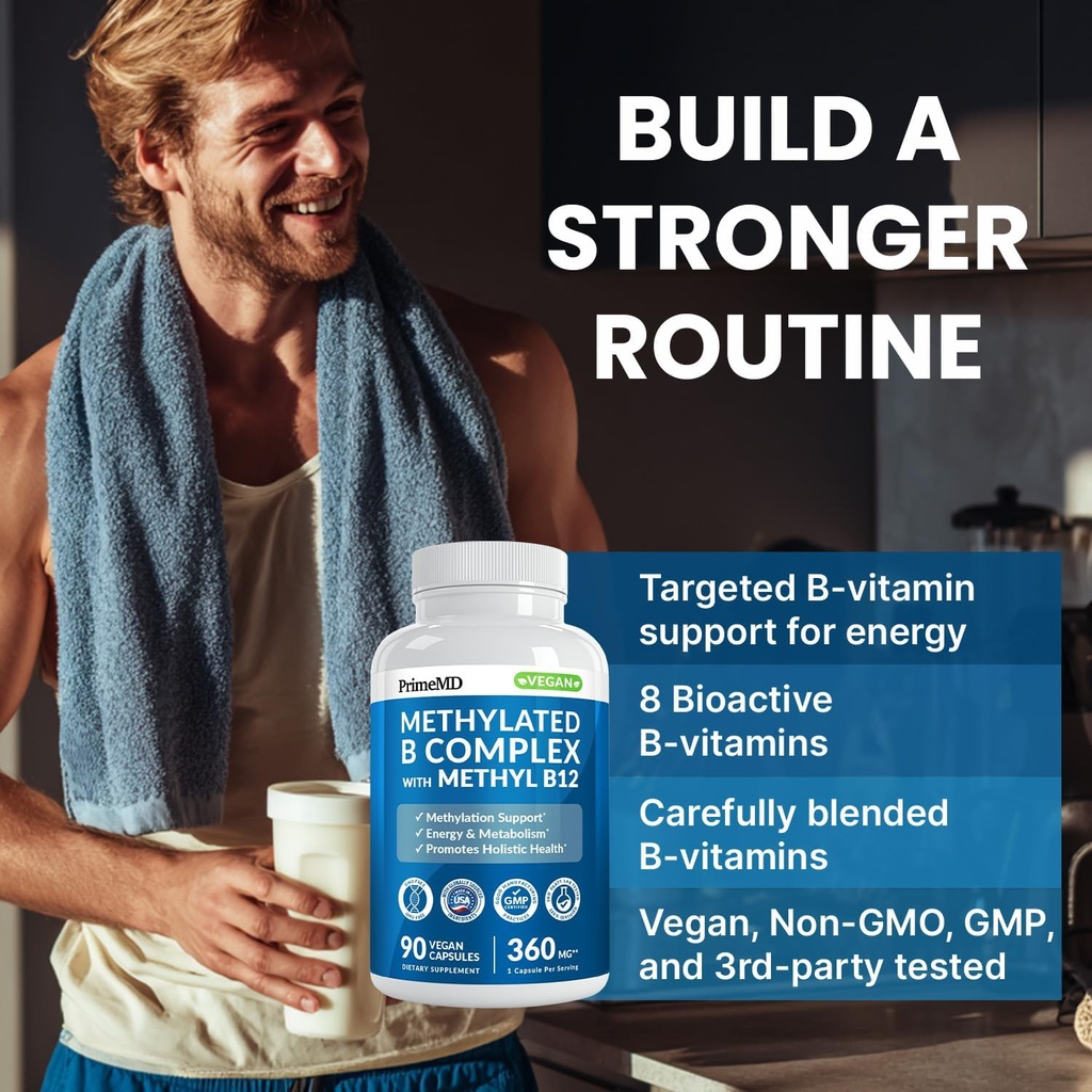 Methylated B Complex with Methylfolate and B12 Methylcobalamin 1000 mcg - Methylated Multivitamin for Energy, Brain Function, and Wellness - Vitamin B Complex for Men & Women (180 Servings, Pack of 2) 5