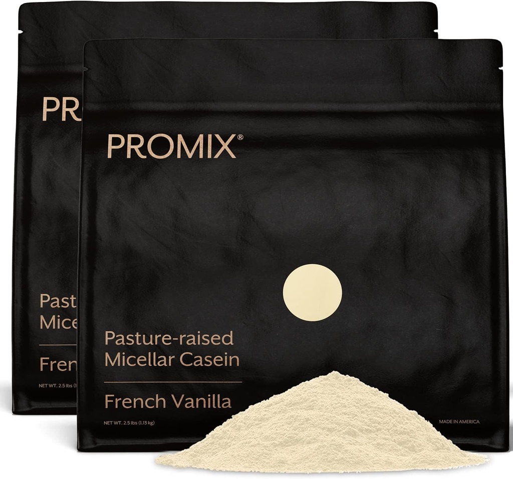 ProMix Nutrition Casein Protein Powder - Grass-Fed, Pasture Raised, Slow Release 25g Micellar Casein - 5.4g BCAAs Gluten Free, Sugar Free, Soy Free - Vanilla, 5lb 2