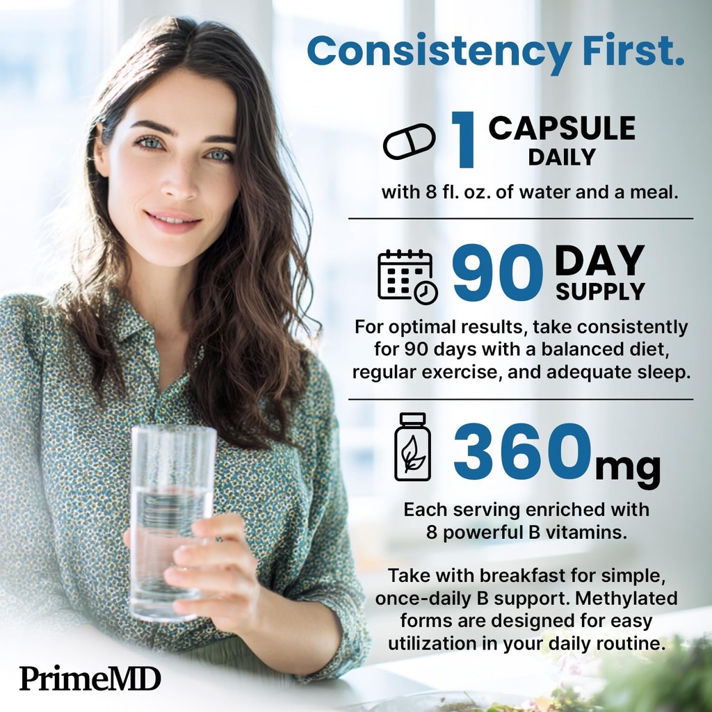 Methylated B Complex with Methylfolate and B12 Methylcobalamin 1000 mcg - Methylated Multivitamin for Energy, Brain Function, and Wellness - Vitamin B Complex for Men & Women (180 Servings, Pack of 2) 6