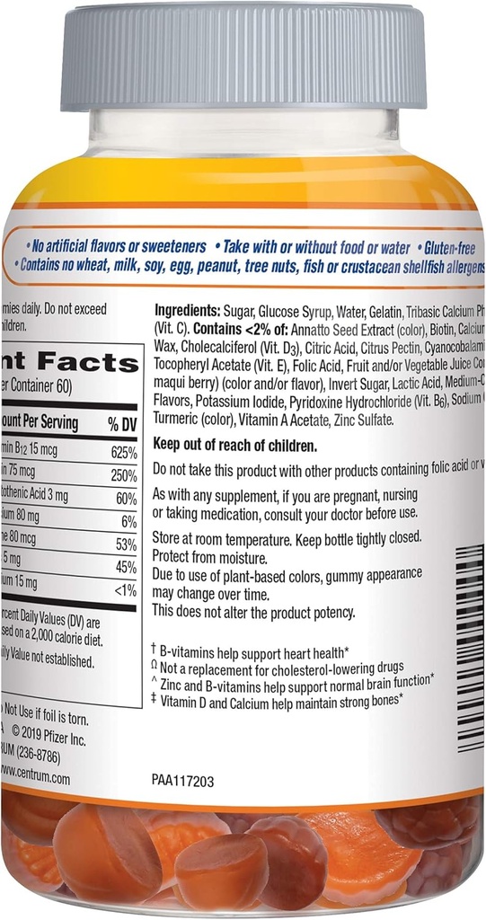 Centrum Multivitamin Gummy for Adults 50 Plus, Assorted Flavor, Fruit, 120 Count 6