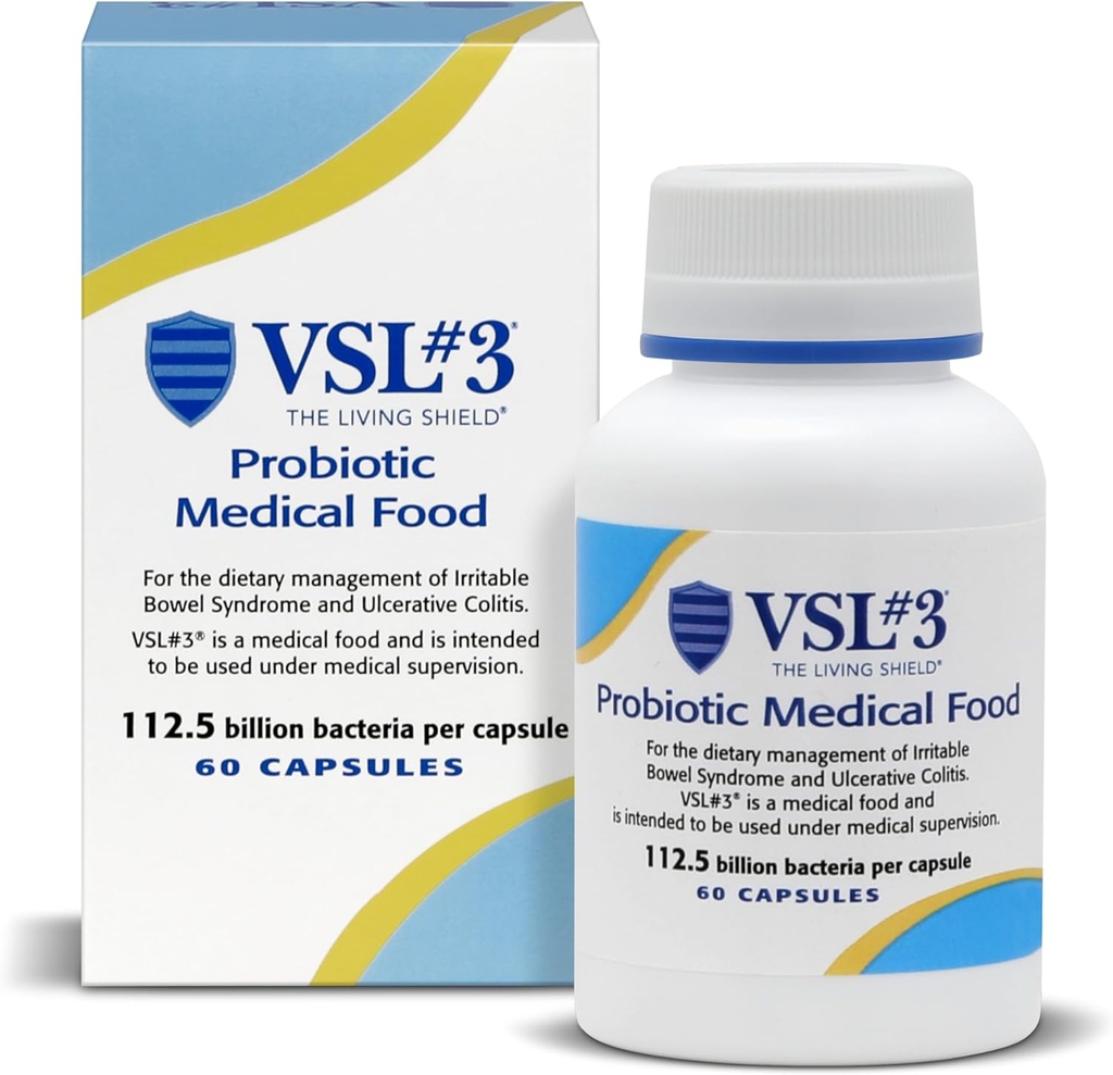 VSL #3® Probiotics for Digestive Health, IBS & UC Symptoms - 112.5B CFUs, High-Potency, Multi-Strain, Live, Refrigerated Probiotic, Medical Food for Gut Health Support in Men & Women, 60 Capsules 2