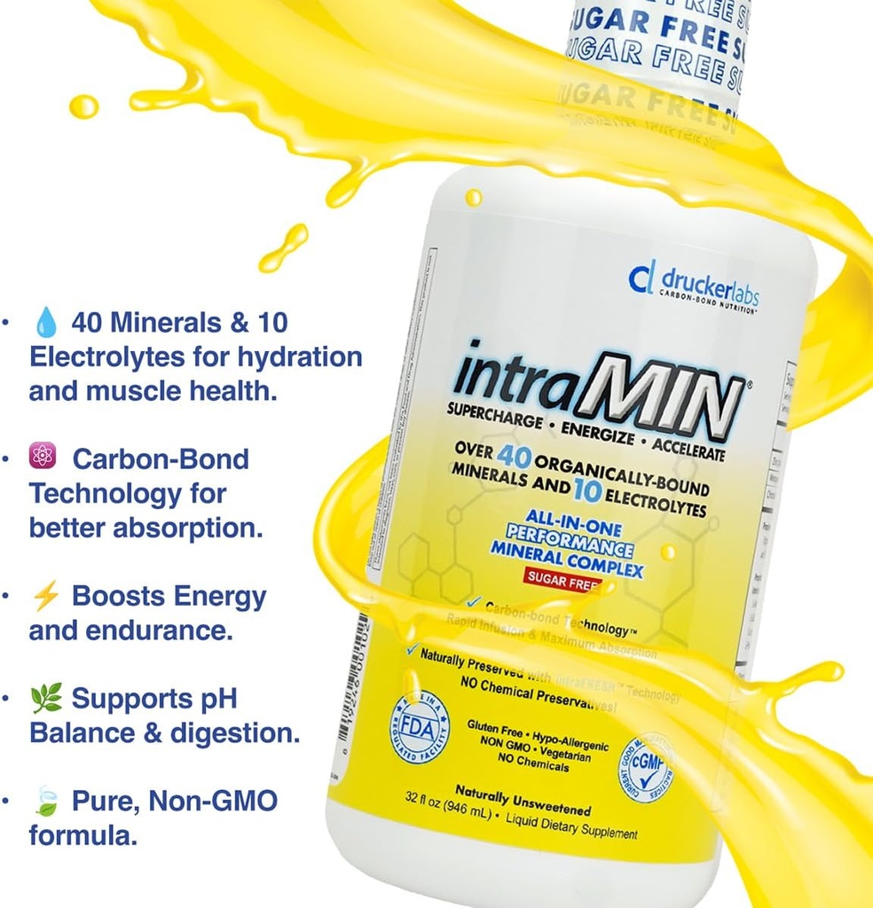 Drucker Labs - intraMIN Organic Liquid Minerals Supplement for Men, Women, Kids, Immune and Muscle Support, Non GMO, Gluten Free, Vegan, Electrolytes, Sugar Free (32 oz.,Unflavored) 6