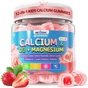 Kids Calcium Gummies + D3 & Magnesium for 4+, with Calcium Citrate Calcium Gluconate, Calcium Lactate, Probiotics & Prebiotics for Children Bone Health,Muscle Support,Digestive Health,Sugar Free 60Cts 2