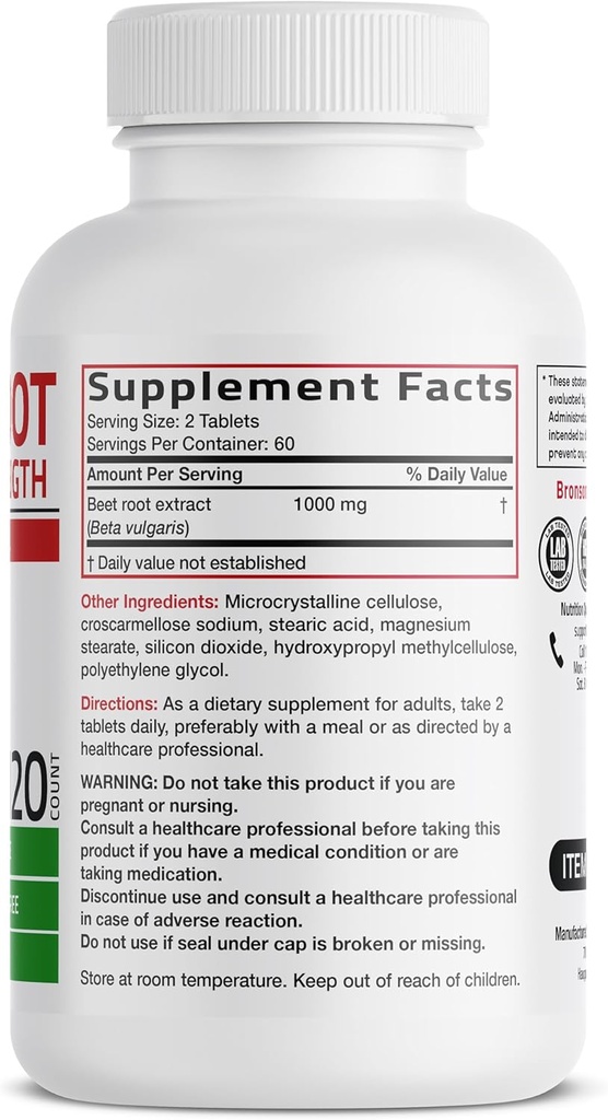 Bronson Beet Root Double Strength, Non-GMO, 120 Vegetarian Tablets 3