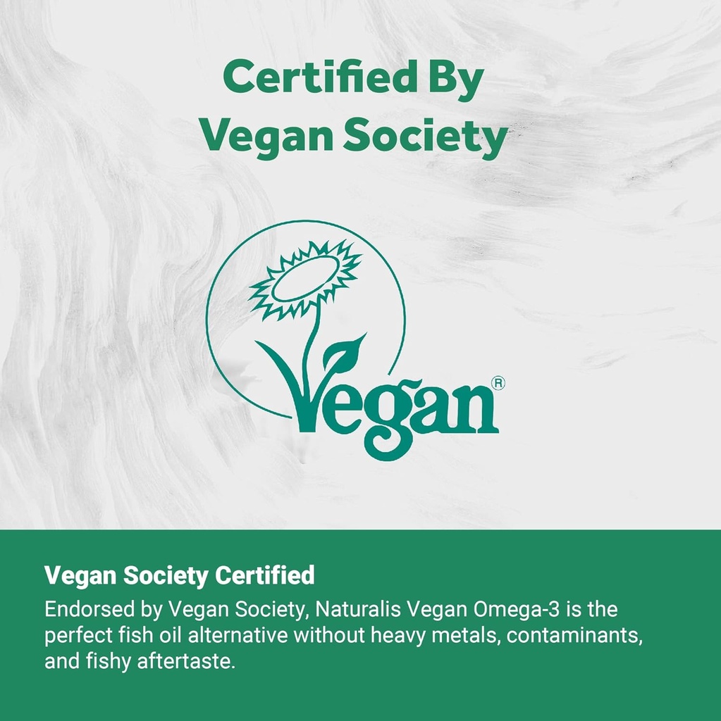 Naturalis Vegan Omega 3 DHA, EPA & DPA from Algae | Vegan Society Certified, Sustainably Sourced, True Full Spectrum | 60 Veggie Softgels (Carrageenan Free) 5