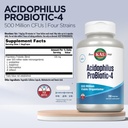 KAL Acidophilus ProBiotic-4, 500 Million CFUs, Four Probiotic Strains, Probiotics for Women and Men, Freeze Dried, L. acidophilus, L. bulgaricus, S. thermophilus, B. bifidum, 250 Servings, 250 VegCaps 4