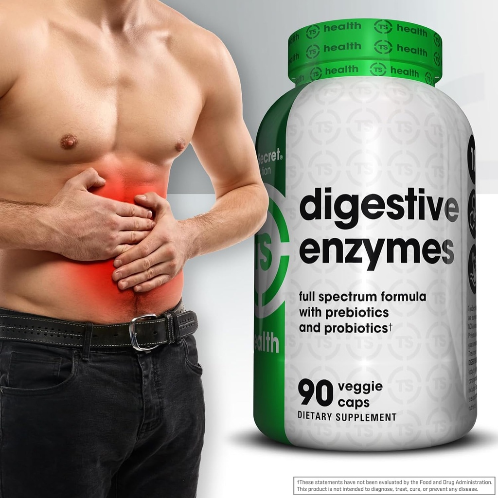 Top Secret Nutrition Digestive Enzymes | Full Spectrum Prebiotics & Probiotics | 10 Enzymes | for Gut Health, Bloating & Nutrient Absorption | 90 Capsules 5
