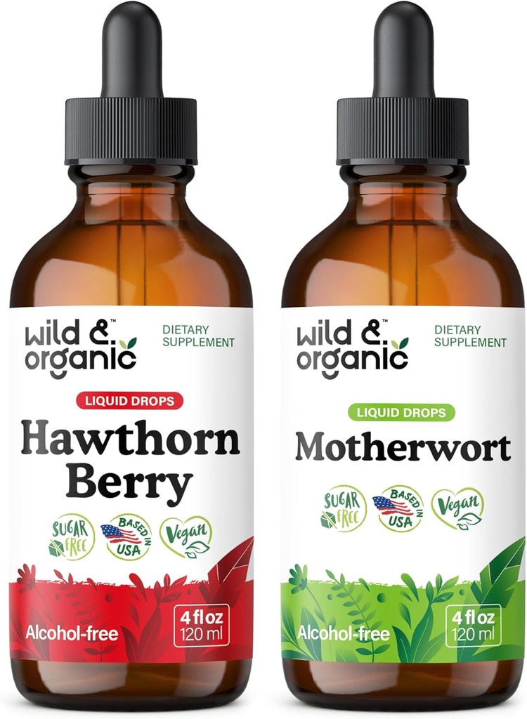 Wild & Organic Hawthorn Berry Tincture 4 fl oz & Motherwort Tincture 4 fl oz 2