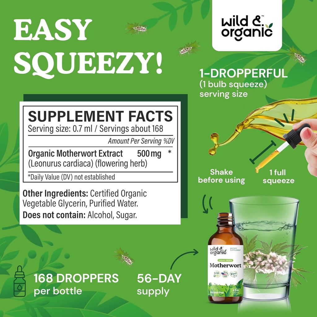 Wild & Organic Hawthorn Berry Tincture 4 fl oz & Motherwort Tincture 4 fl oz 6