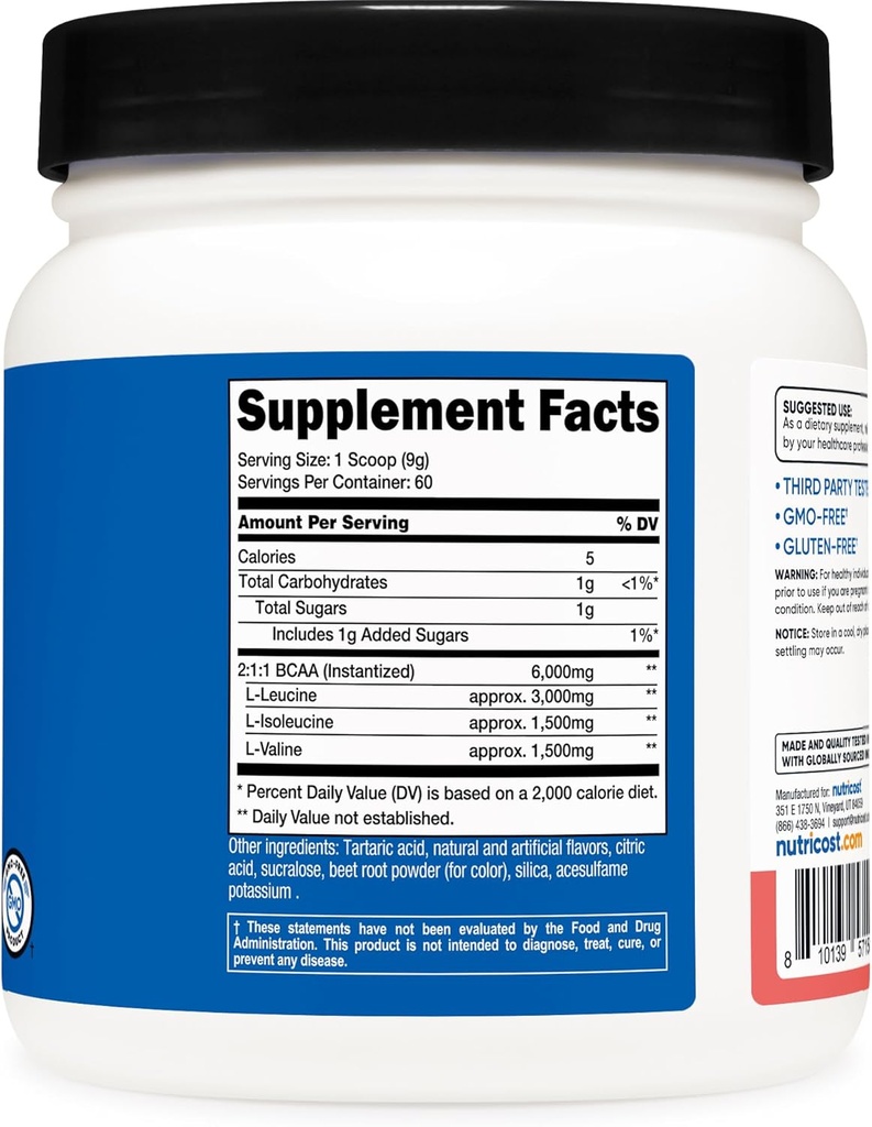 Nutricost BCAA Powder 2:1:1 (Watermelon) - 60 Servings 6