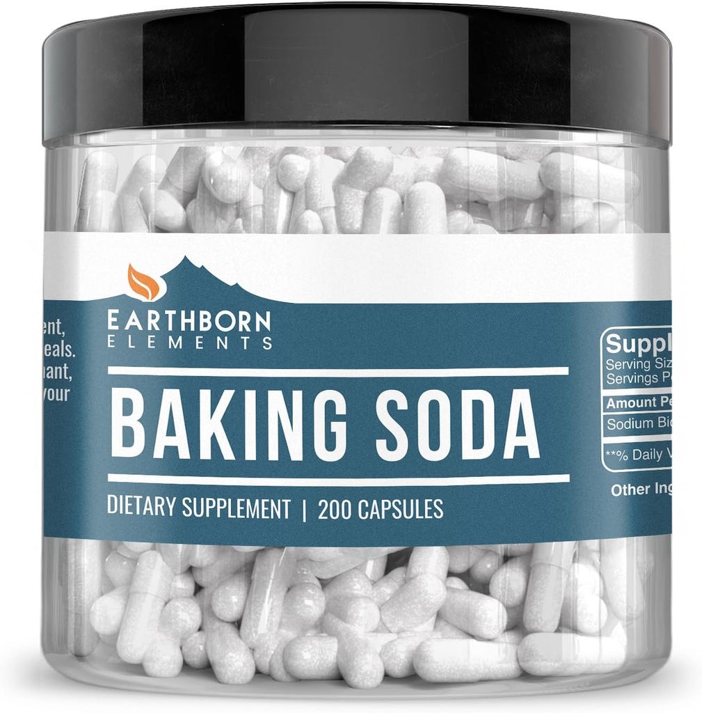 Earthborn Elements Baking Soda Capsules, 200 Capsules, Sodium Bicarbonate 2