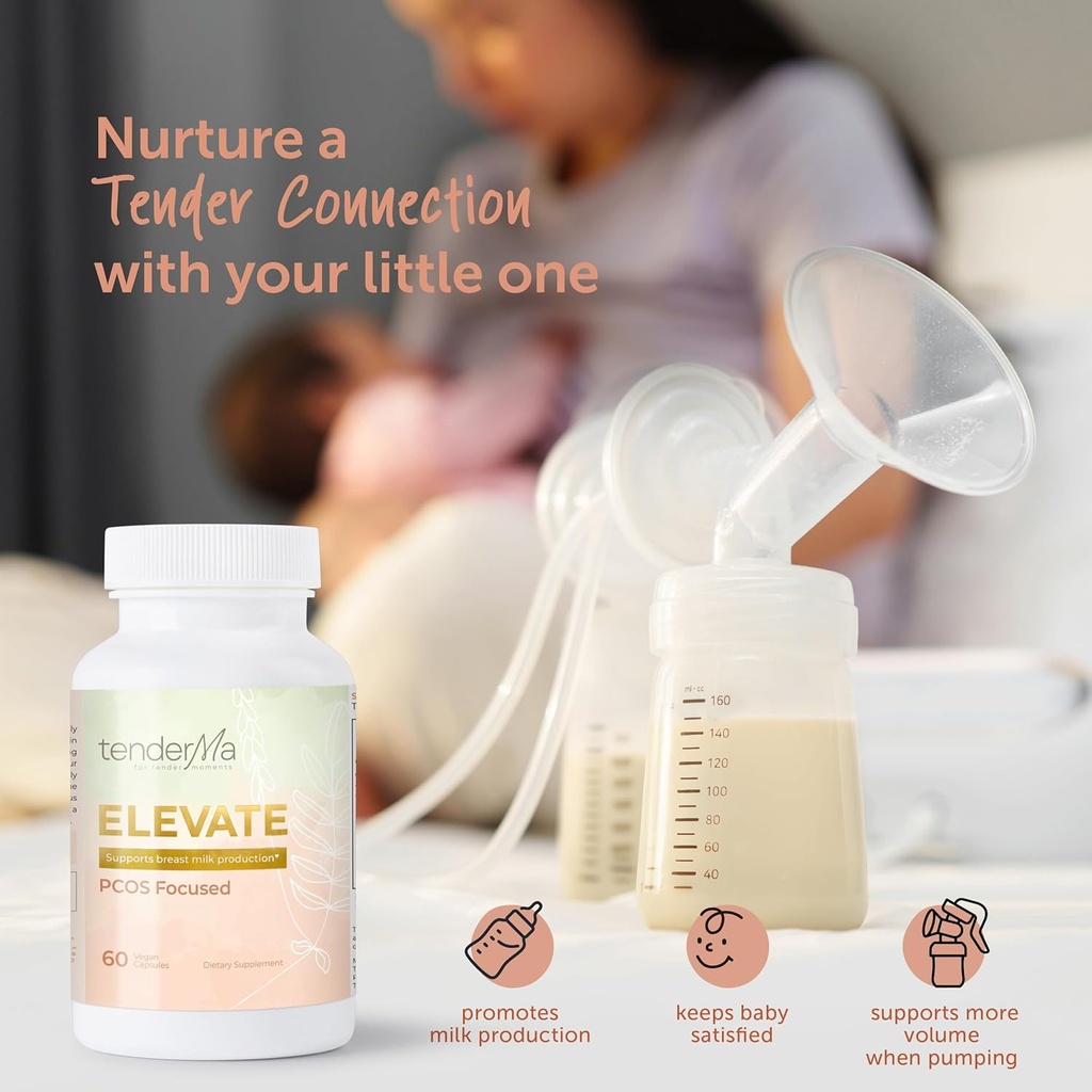 Elevate – PCOS Focused Lactation Support with Orgainc Goat’s Rue, Lion’s Mane, Shatavari & Ceylon Cinnamon – Vegan, Non-GMO, Herbal Supplement for Breastfeeding Moms – 60 Capsules 6