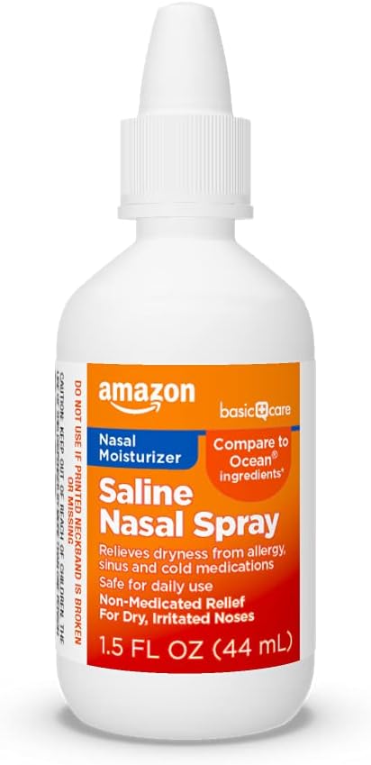 Basic Care Premium Saline Nasal Moisturizing Spray, 1.5 fl oz (Pack of 1), Clear 2