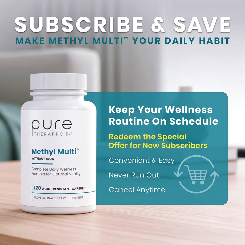 Pure Therapro Rx Methylated Multivitamin for Men and Women | Methyl Multi Without Iron + Methyl B12 & Methylfolate | Pharma Grade | 120 Capsules, 2-Month Supply 3