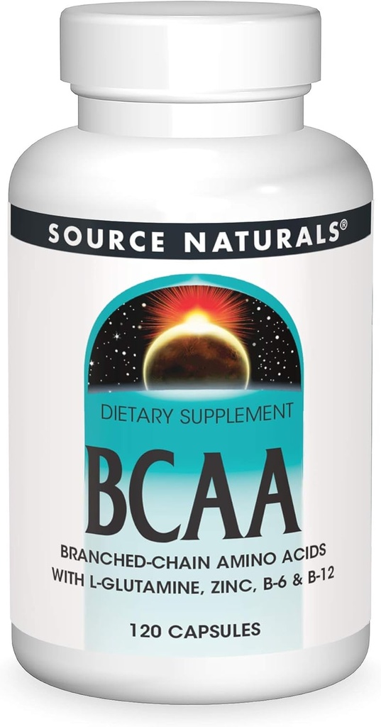 Source Naturals BCAA Branched-Chain Amino Acids with L-Glutamine, Zinc, B-6 and B-12, Provides Supports The Body’s Muscular Systems* - 120 Capsules 2
