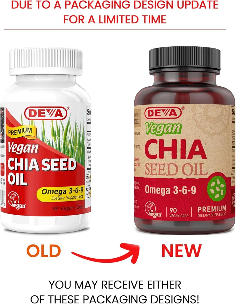 DEVA Vegan Vitamins Chia Seed Oil, Packed with Omega 3, 6, 9 & Other Essential Fatty Acids, Cold-Pressed & Unrefined, 90 Capsules 3