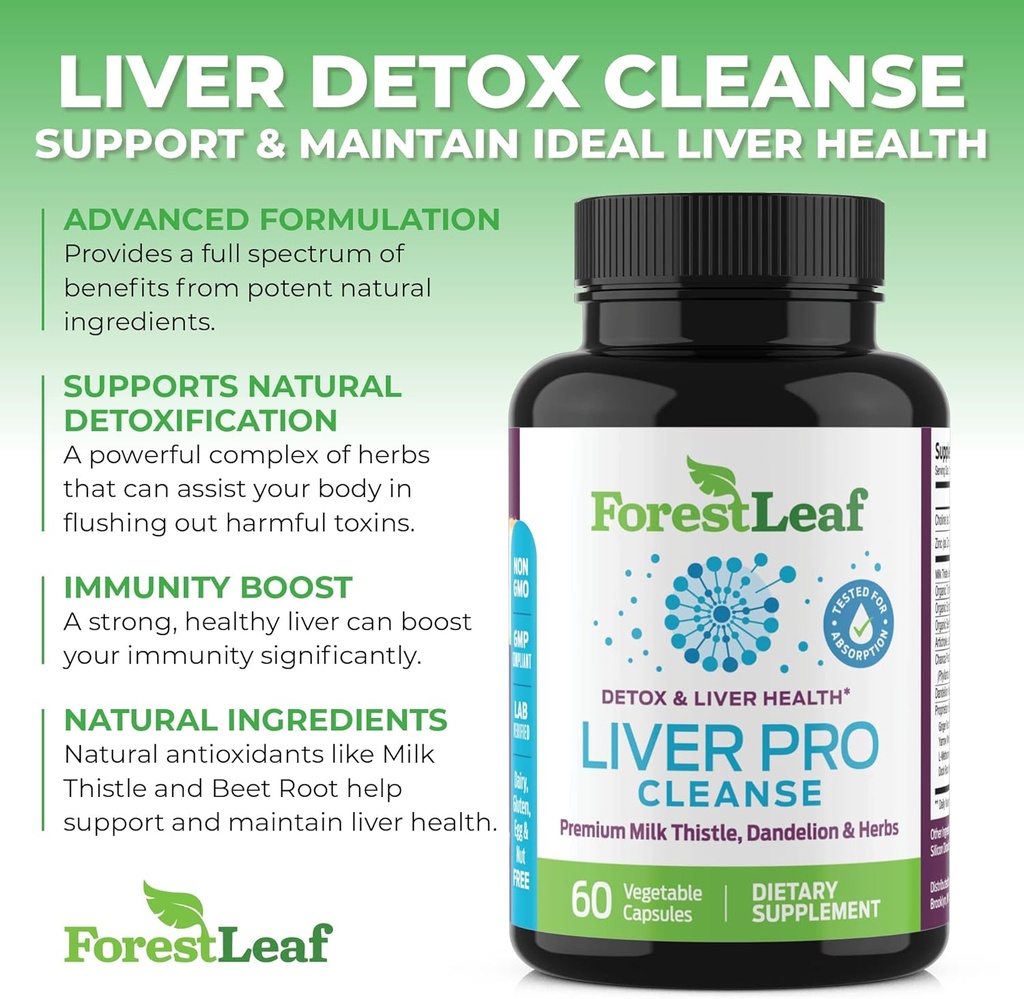 Liver Cleanse Detox & Repair - Fatty Liver Repair Detox Complex Supplement w/Choline, Zinc, Milk Thistle, Dandelion Root, Turmeric, Burdock, Artichoke - Liver Support Supplement | 60 Caps 5