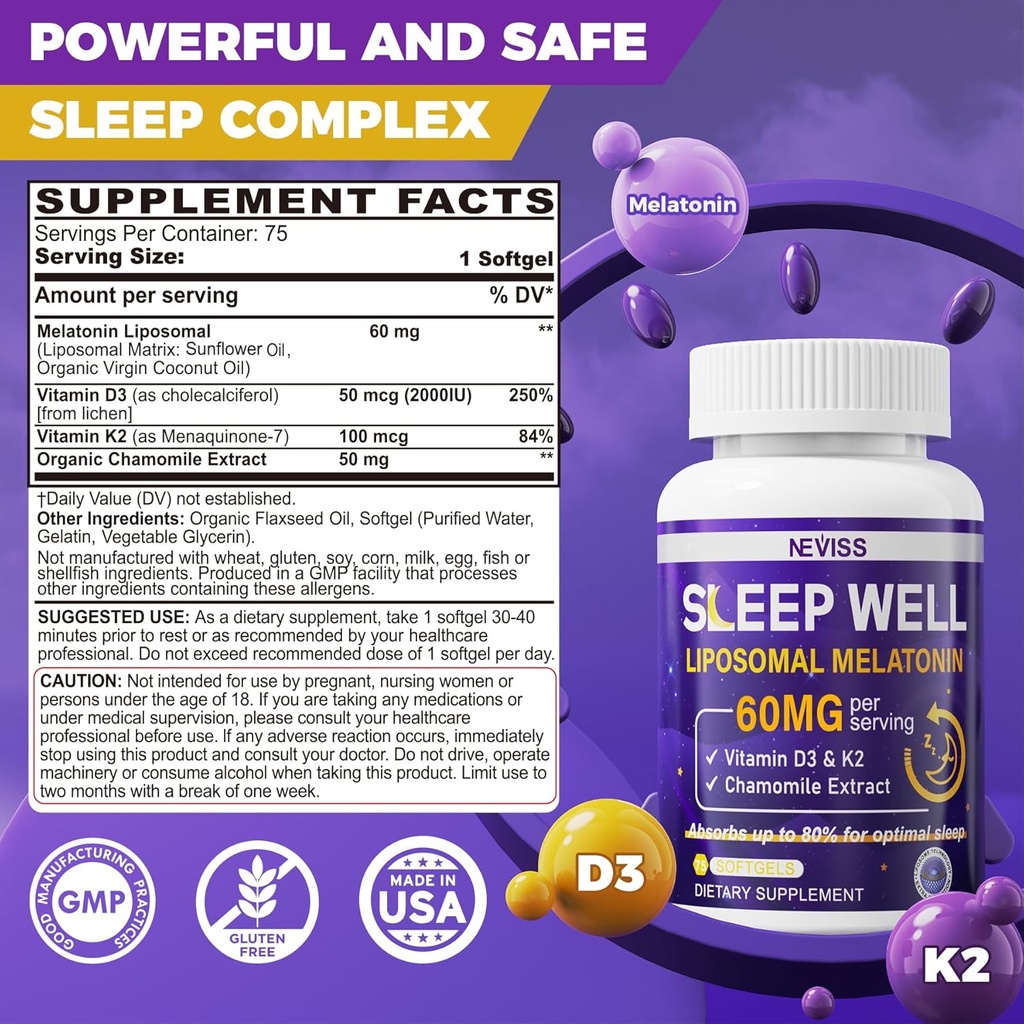 NEVISS Women & Men's 50+ Multivitamin Gummy and Melatonin 60mg Bundle 6