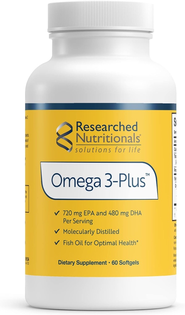 Researched Nutritionals Omega-3 Plus Fish Oil - EPA DHA Omega 3 Supplement to Support Cardiovascular & Brain Health - Molecularly Distilled for Purity & Safety (60 Softgels) 2