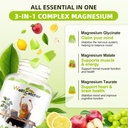 Magnesium Complex Gummies for Adults: Triple Magnesium Supplement with Magnesium Glycinate Malate Taurate for Men Women Support Sleep Mood Balanced Bones Muscle Health Sugar Free Organic 60CT 6