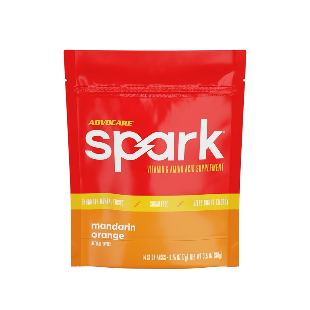 AdvoCare Spark - Energy Drink Mix - Vitamin & Amino Acid Supplement - Supports Energy & Focus* - Portable Immune Support* - Sugar-Free - Mandarin Orange, 14 Stick Packs (3.5 oz) 2