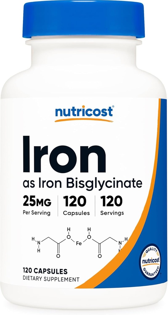 Nutricost Iron Bisglycinate Supplement (25mg) 120 Capsules - from Ferrous Bisglycinate Chelate - Non-GMO & Gluten-Free 2