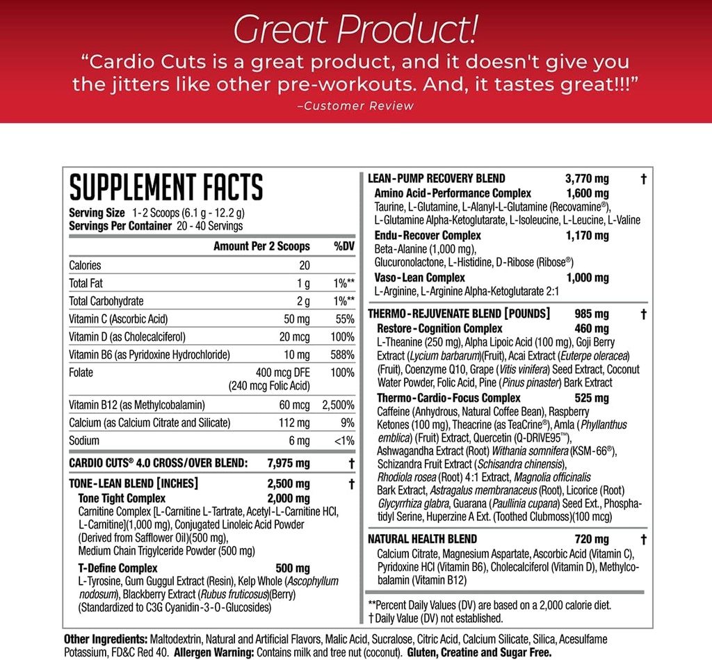 NDS Nutrition 4.0 Pre Workout Supplement - Advanced Weight Loss and Pre Cardio Formula with L-Carnitine, CLA, MCTs, L-Glutamine, and Safflower Oil - Cherry Slush (40 Servings) 3