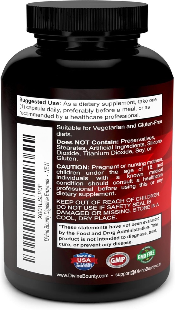 Divine Bounty Digestive Enzymes with Probiotics & Prebiotics with Lipase, Amylase, Bromelain - Support a Healthy Digestive Tract for Men and Women – 90 Vegetarian Capsules 4