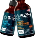 E2H: Liver Support Supplement and Liquid Turmeric Curcumin | Vegan, Non-GMO - 2 Fl Oz Each (4 Fl Oz Total) - Bundle 2