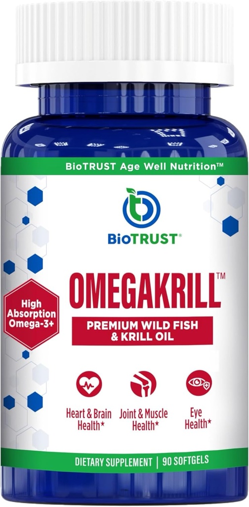 BioTrust OmegaKrill EPA & DHA Omega 3 Supplement, Fish and Krill Oil to Provide Support for Joint, Heart, Brain, Eye and Skin (30 Servings) 2