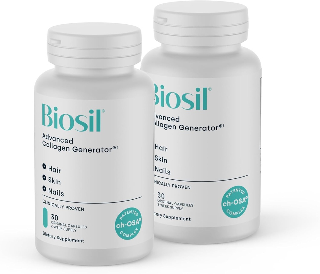 Biosil Collagen Booster Supplement - 30 Original Capsules, Pack of 2 - Patented ch-OSA Activator for Skin, Hair, Nails & Joints - Supports Natural Production - 30-Day Supply 2