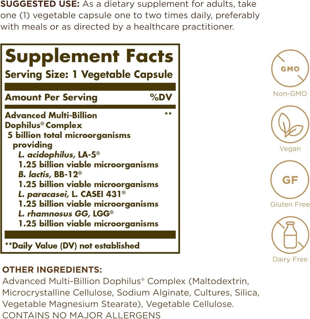 SOLGAR SPO Multibill Dophilus, 60 CT 3