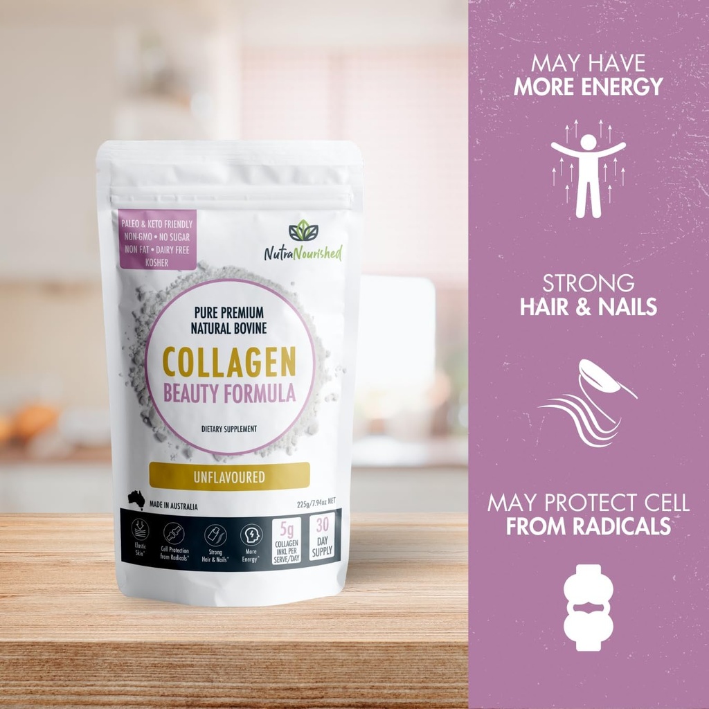 Nutra Nourished Collagen Beauty Formula Unflavored - The Secret to Glowing and Youthful Skin - Collagen Peptides for Skin Health - Healthy Aging Collagen Supplement (225g) 3