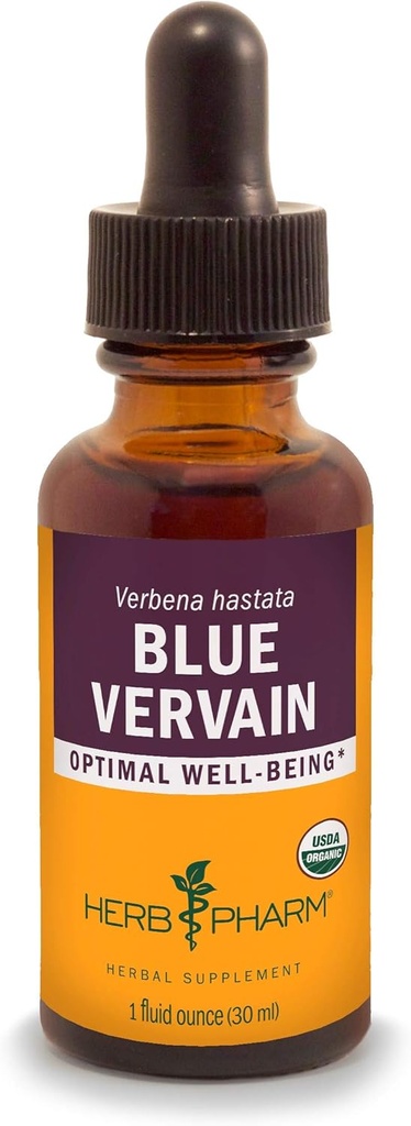 Herb Pharm Certified Organic Vervain Liquid Extract, Blue, 1 Fl Oz 2