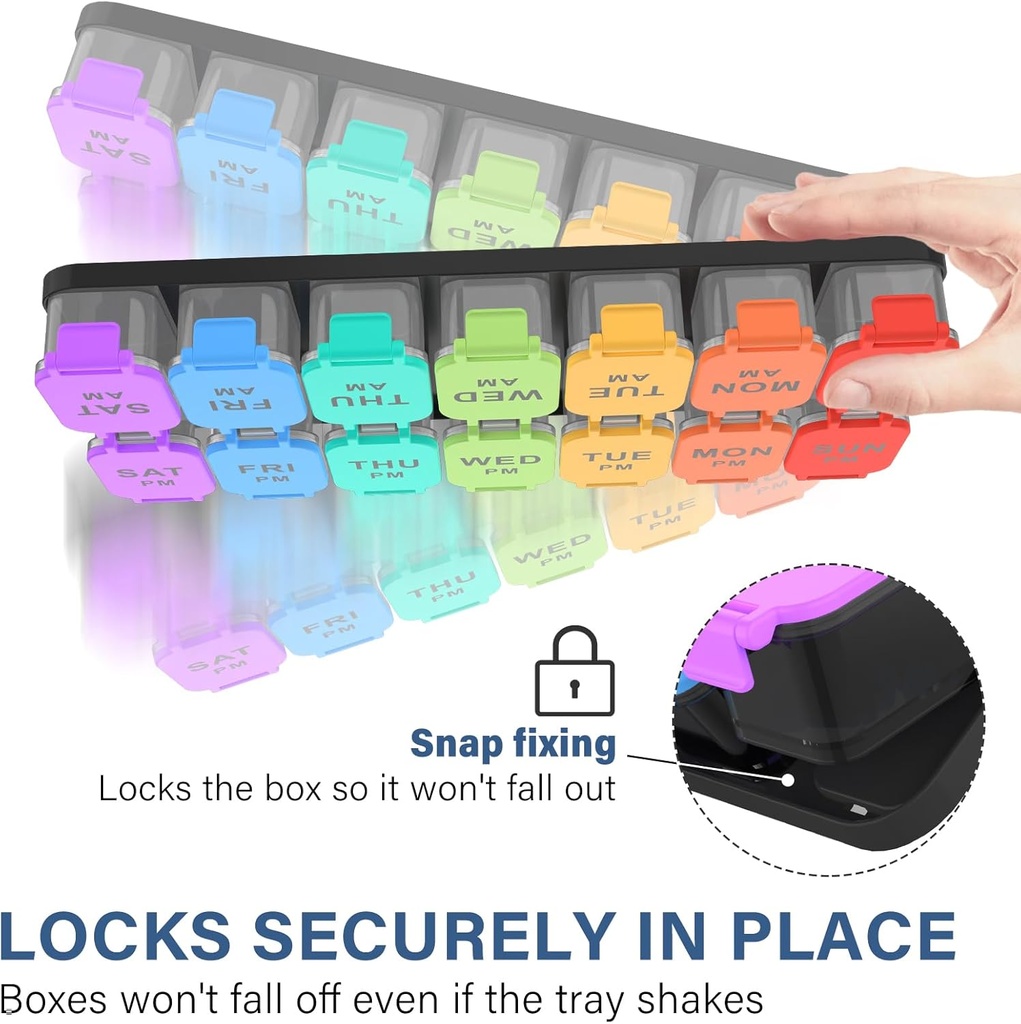 Extra Large Weekly Pill Organizer - 7 Day AM/PM Pill Box, Twice a Day XL Pill Container for Vitamins and Supplements, Airtight & Detachable Design, Ideal for Daily Medication Management 4