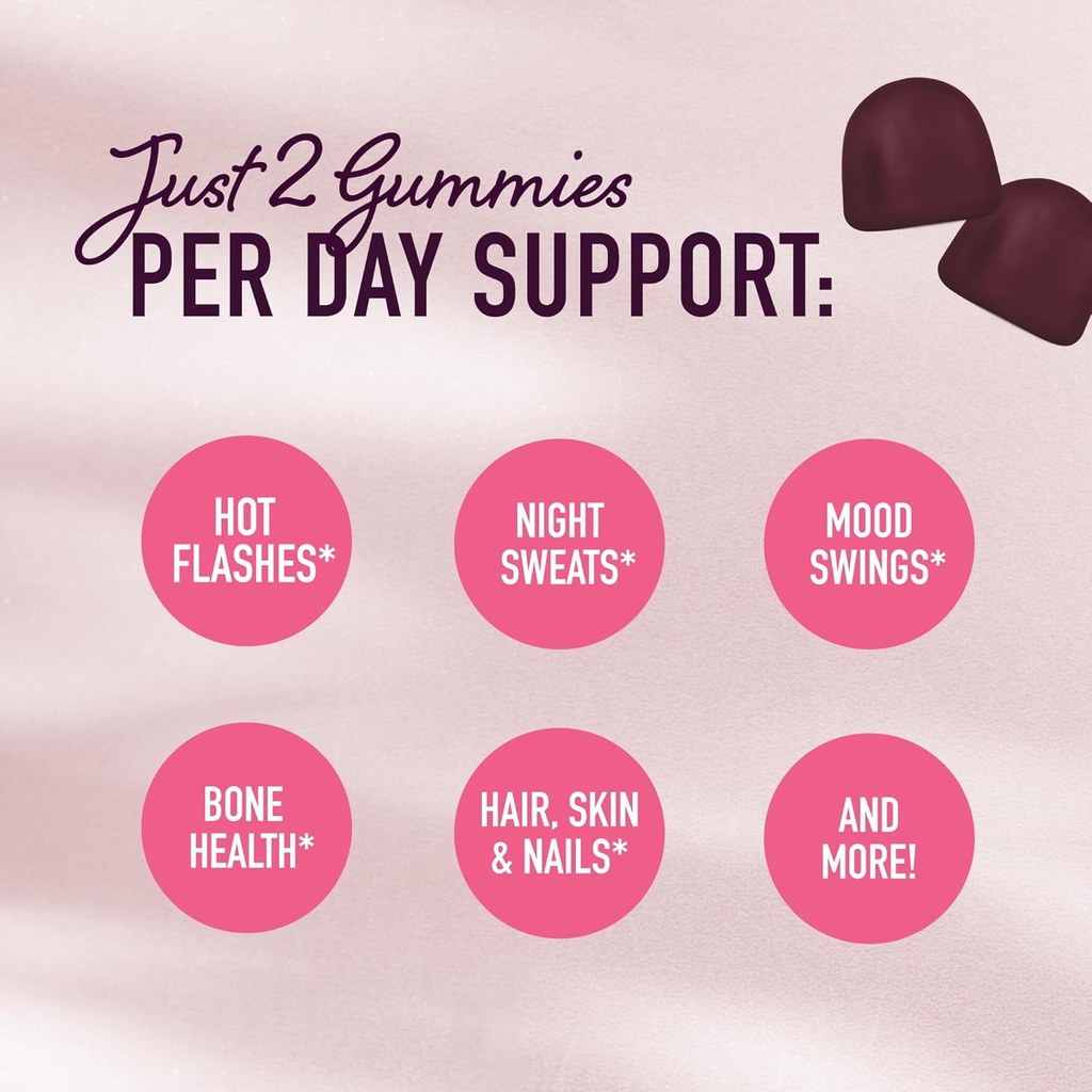 Menopause Support Gummies | Hormone Balance Relief for Hot Flashes, Night Sweats, Mood Swings, & Bloating | with Phytoestrogen Soy, Vitamin D3, PABA, Biotin | Vegetarian, Gluten-Free | 60 Count 4