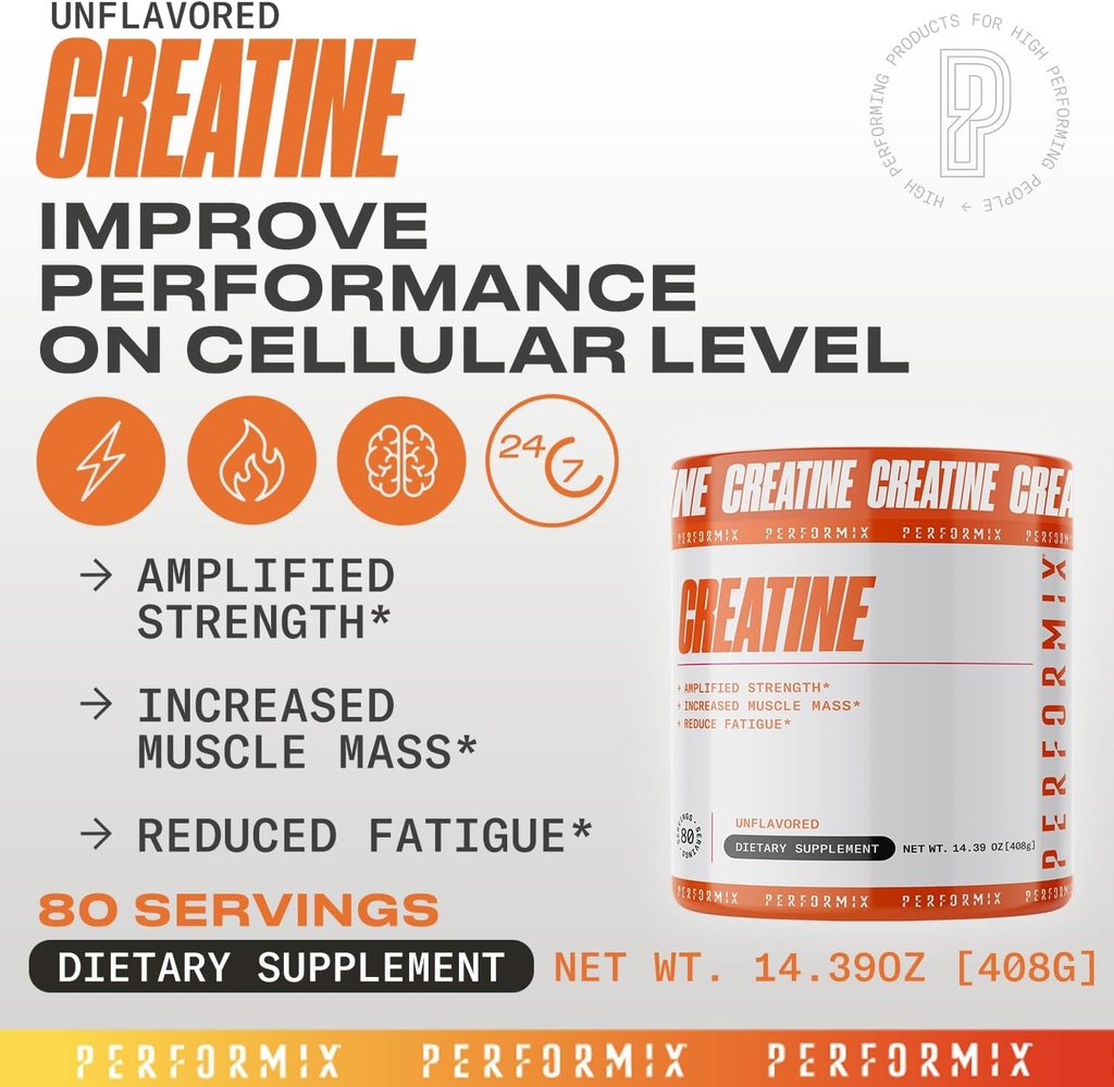 PERFORMIX - Creatine Monohydrate - 5000 mg Per Serving (5g) - Pre Workout - Increase Muscle Mass, Improve Strength & Reduce Fatigue - Creatine Monohydrate Powder - Unflavored - 80 Servings - 400g 3