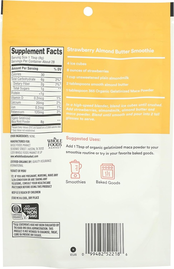 365 by Whole Foods Market, Organic Gelatinized Maca Powder, 8 Ounce 3