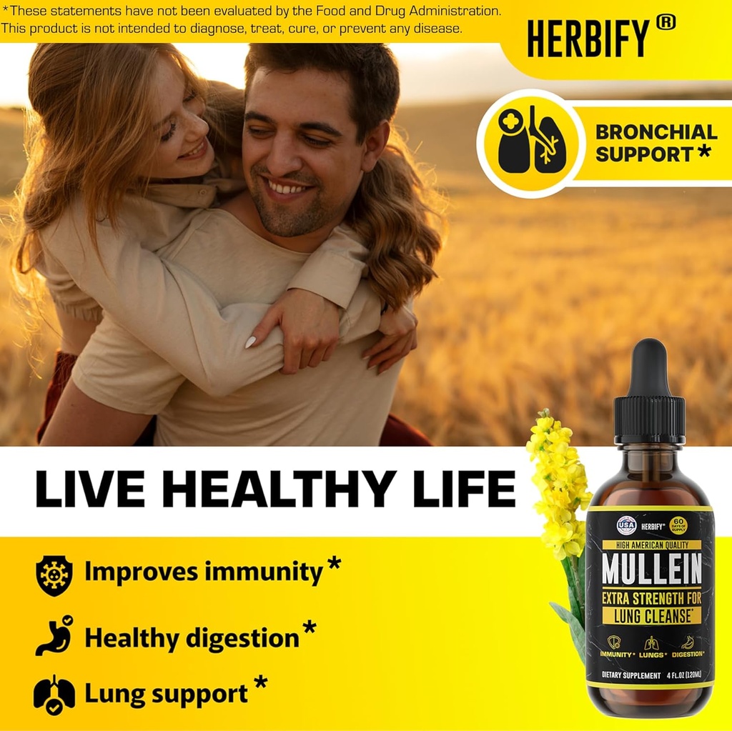 HERBIFY Bundle - Mullein Leaf Extract & Vitamin D3 - Respiratory Support & Immune Boost 4